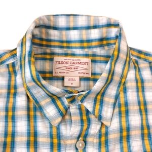 Filson Fishing Anglar Vented Nylon Shirt Med Tartan Plaid Gorp Hike Travel Biker